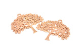 Rose Gold Tree Charm, 1 Rose Gold Plated Brass Tree Charms With 1 Loop, Pendant, Findings (36.5x40x1.2mm) BS 2001 Q0574