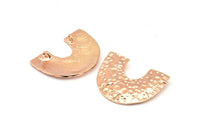 Gül Altın Yarı Oval Kolye, 2 Halkalı 2 Gül Altın Kaplamalı Pirinç Yarı Oval Kolye, Kolye Parçaları (21x27x0,8 mm) BS 2002 Q0585