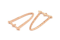 Gül Altın Oval Kolye, 2 Halkalı 2 Gül Altın Kaplamalı Pirinç Çekiçlenmiş Oval Kolye, Kolye Parçaları (39x23x1,5 mm) BS 1871 Q0584