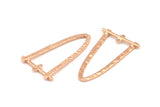 Gül Altın Oval Kolye, 2 Halkalı 2 Gül Altın Kaplamalı Pirinç Çekiçlenmiş Oval Kolye, Kolye Parçaları (39x23x1,5 mm) BS 1871 Q0584