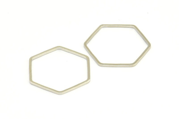 Gümüş Altıgen Yüzük Tılsımı, 24 Gümüş Tonlu Altıgen Şekilli Yüzük Tılsımı (20x0,80 mm) BS 1175