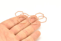 Gül Altın Açık Altıgen, 12 Gül Altın Kaplama Pirinç Altıgen Yüzük Tılsımı (18x1mm) Bs 1224