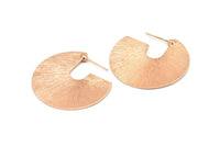 Geometric Earring Findings, 2 Rose Gold Plated Brass Semi Circle Textured Earring Findings  (35x35x0.7mm) E256 Q0595