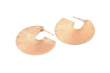 Geometric Earring Findings, 2 Rose Gold Plated Brass Semi Circle Textured Earring Findings  (35x35x0.7mm) E256 Q0595