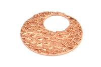 Rose Gold Round Pendant, 1 Rose Gold Plated Brass Round Fish Scale Textured Pendants, Charms, Earrings, Findings (30x1.8mm) E550 Q0592