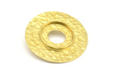 Brass Round Pendant, 2 Raw Brass Hammered Round Pendant With 15mm Stone Pad, Findings (30mm) E568