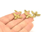 Brass Bee Pendant, 4 Raw Brass Bee Charm With 1 loop, Pendant (21x24mm) E585