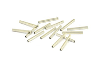 Silver Geometric Tube Bead, 50 Silver Tone Brass Square Tube Beads (2x20mm) Bs 1566