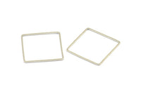 Gümüş Kare Charm, 12 Gümüş Tonlu Kare Konnektör (25 mm) Bs-1122