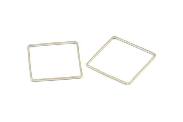 Gümüş Kare Charm, 12 Gümüş Tonlu Kare Konnektör (25 mm) Bs-1122