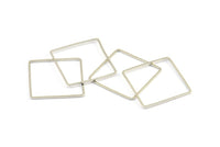 Gümüş Kare Charm, 12 Gümüş Tonlu Kare Konnektör (25 mm) Bs-1122