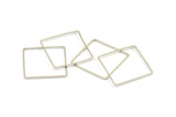 Gümüş Kare Charm, 12 Gümüş Tonlu Kare Konnektör (25 mm) Bs-1122
