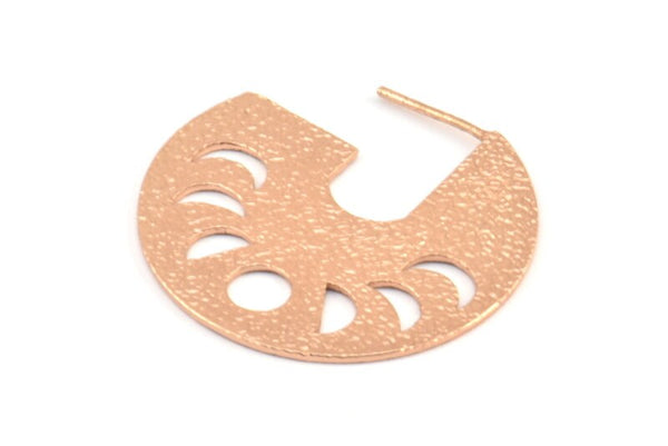 Ay Evreleri Küpe, 2 Gül Altın Kaplama Pirinç Yarım Daire Küpe, Küpe Bulguları (34x33x1mm) E279