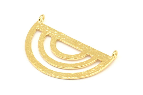 Altın Etnik Kolye, 2 Halkalı 1 Altın Kaplama Pirinç Yarım Daire Kolye (38x23x0,9 mm) BS 1947 Q0589