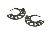 Moon Phases Earring, 2 Oxidized Brass Black Semi Circle Earrings, Earring Findings (38x30x1.2mm) BS 2069 H1683