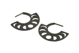 Moon Phases Earring, 2 Oxidized Brass Black Semi Circle Earrings, Earring Findings (38x30x1.2mm) BS 2069 H1683