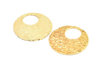 Gold Round Pendant, 1 Gold Plated Brass Round Fish Scale Textured Pendants, Charms, Earrings, Findings (30x1.8mm) E550 Q0592