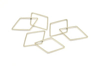 Gümüş Elmas Charm, 12 Gümüş Tonlu Pirinç Açık Elmas Yüzük Charm (31x21,5x1 mm) E051 H1671