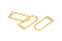 D Şekilli Halkalar, 1 Delikli 3 Altın Kaplamalı Pirinç Çekiçlenmiş D Şekilli Konnektör, Halkalar (29x13x1,3 mm) BS 1873 Q0601