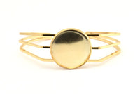 Gold Triple Bracelet, 1 Gold Plated Brass Triple Bracelet 25mm Pad Size (68x17x1.5mm) R033