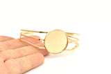 Gold Triple Bracelet, 1 Gold Plated Brass Triple Bracelet 25mm Pad Size (68x17x1.5mm) R033