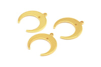 Gold Moon Charms, 6 Gold Plated Brass Crescent Moon Charms With 1 Hole And 1 Loop, Pendants, Earrings, Findings (18x19x7x1mm) E146