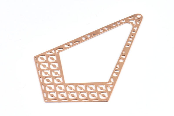 Gül Altın Küpe Tılsımı, 1 Delikli Kolye Uçlu 2 Gül Altın Kaplama Pirinç Elmas Küpe Tılsımı, Bulgular (57x36mm) E470