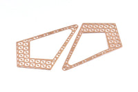 Gül Altın Küpe Tılsımı, 1 Delikli Kolye Uçlu 2 Gül Altın Kaplama Pirinç Elmas Küpe Tılsımı, Bulgular (57x36mm) E470