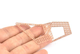 Gül Altın Küpe Tılsımı, 1 Delikli Kolye Uçlu 2 Gül Altın Kaplama Pirinç Elmas Küpe Tılsımı, Bulgular (57x36mm) E470