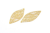 Brass Earring Charm , 10 Raw Brass Textured Leaf Earring Charms With 1 Hole Pendants, Findings (55x23mm) E468