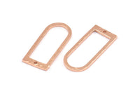D Shape Rings, 3 Rose Gold Plated Brass Hammered D Shape Connectors With 1 Hole, Rings  (29x13x1.3mm) BS 1873 Q0601
