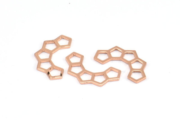 Gül Altın Petek Charm, 12 Gül Altın Kaplama Pirinç Yarı Petek Charm (17x9,5x5x0,8 mm) E049 Q0296