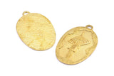 Brass Umbrella Charm, 1 Raw Brass Umbrella Textured Oval Charms With 1 Loop, Blanks (43x28x1.4mm) E220