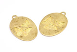 Brass Butterfly Charm, 1 Raw Brass Butterfly Textured Oval Charms With 1 Loop, Blanks (39x27x1.2mm) E223