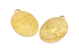 Brass Owl Charm, 1 Raw Brass Owl Textured Oval Charms With 1 Loop, Blanks (38.5x25.5x1.2mm) E222