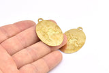 Brass Owl Charm, 1 Raw Brass Owl Textured Oval Charms With 1 Loop, Blanks (38.5x25.5x1.2mm) E222