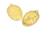 Kite And Kid Charm, 2 Raw Brass Kite And Kid Textured Oval Charms With 1 Loop, Blanks (41x25x1.3mm) E225