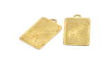 Brass Giraffe Charm, 2 Raw Brass Giraffe Textured Rectangle Charms With 1 Loop, Blanks (36x21.5x1.1mm) E234