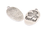 Silver Deer Charm, 1 Antique Siver Plated Brass Deer Textured Oval Charms With 1 Loop, Blanks (43.5x25x1.3mm) E216