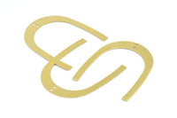 Brass Geometric Charm, 12 Raw Brass U Shaped Pendants With 2 Holes, Charms, Findings (42x35x0.50mm) E590