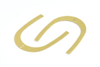 Brass Geometric Charm, 12 Raw Brass U Shaped Pendants With 2 Holes, Charms, Findings (42x35x0.50mm) E590