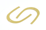 Brass Geometric Charm, 12 Raw Brass U Shaped Pendants With 2 Holes, Charms, Findings (42x35x0.50mm) E590