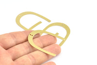 Brass Geometric Charm, 12 Raw Brass U Shaped Pendants With 2 Holes, Charms, Findings (42x35x0.50mm) E590