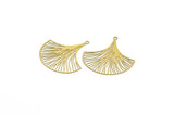 Brass Earring Charm ,12 Raw Brass Ginkgo Leaf Earring Charms With 1 Loop Pendants, Findings (35x33mm) E467