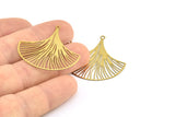 Brass Earring Charm ,12 Raw Brass Ginkgo Leaf Earring Charms With 1 Loop Pendants, Findings (35x33mm) E467