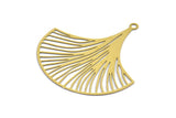 Brass Earring Charm ,12 Raw Brass Ginkgo Leaf Earring Charms With 1 Loop Pendants, Findings (35x33mm) E467