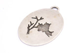 Silver Owl Charm, 1 Antique Silver Plated Brass Owl Textured Oval Charm With 1 Loop, Blanks (38.5x25.5x1.2mm) E222