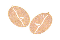 Brass Earring Charm ,6 Raw Brass Textured Tree Motif Earring Charms With 1 Loop Pendants, Findings (42x25mm) E435