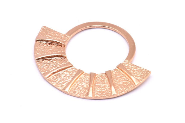 Rose Gold Ethnic Pendant, 1 Rose Gold Plated Brass Semi Circle Pendant (45x37x2x1mm) U092 Q0554