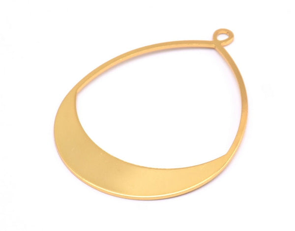 Gold Drop Earring, 2 Gold Plated Brass Drop Earring Charms With 1 Loop, Pendants, Findings (49x36x0.8mm) E036 Q0546